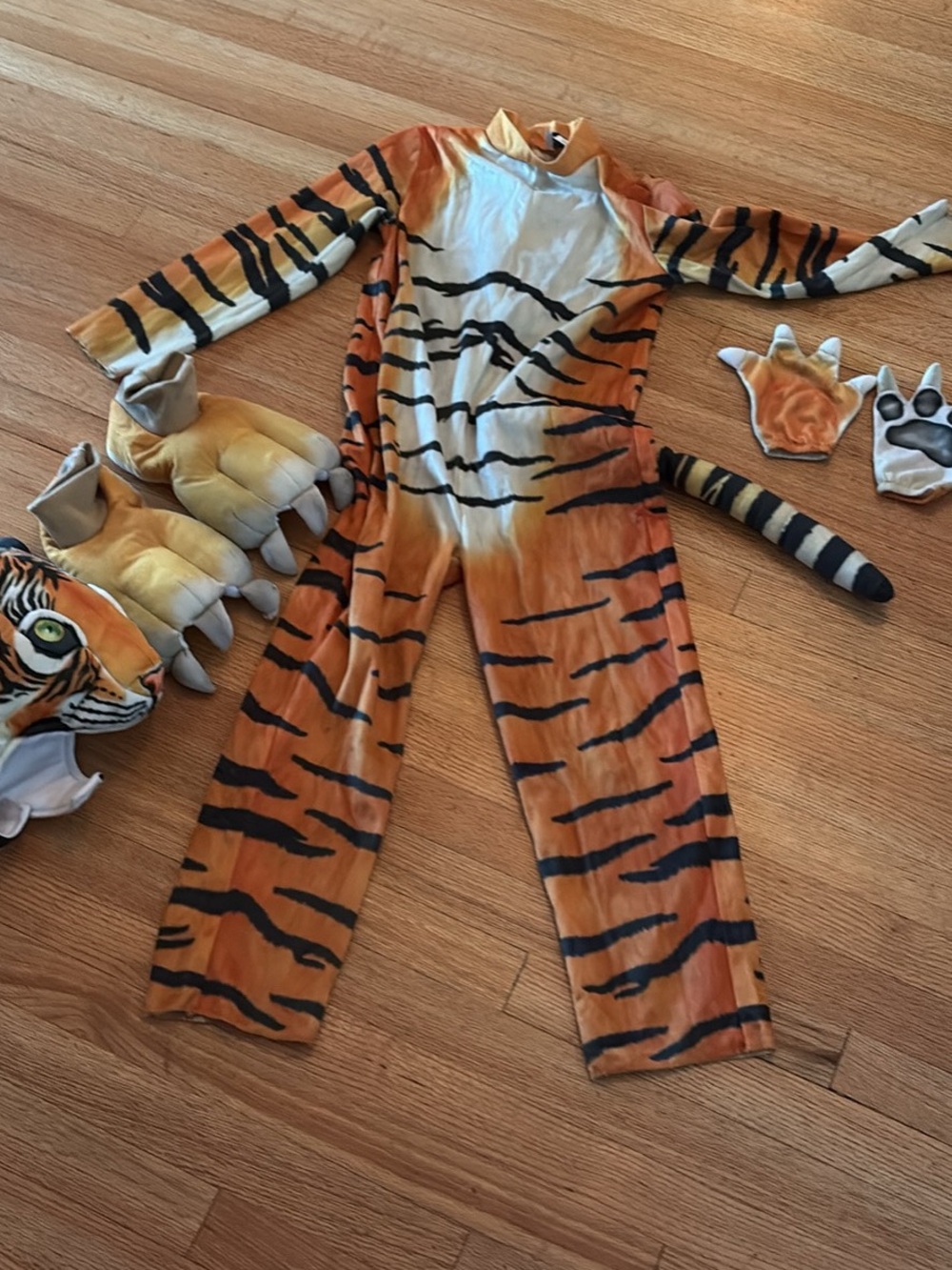 Kids Orange Tiger Realistic Costume One Piece